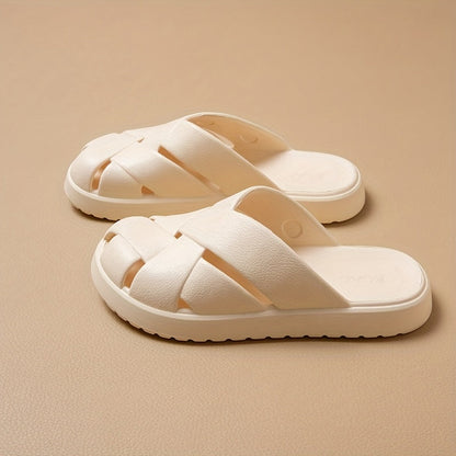 Damen Chunky Slides mit Kreuzriemen – Modische Freizeitsandalen für Alltag & Entspannung