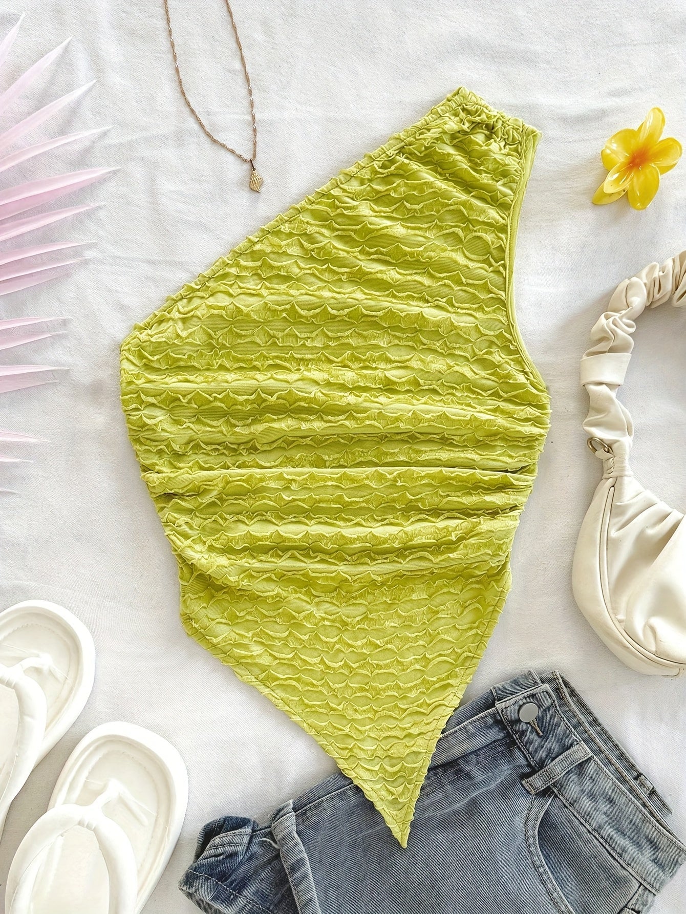 Damen Asymmetrisches Freizeit-Top mit Blumenmuster – Elegantes Sommer-Wochenend-Oberteil