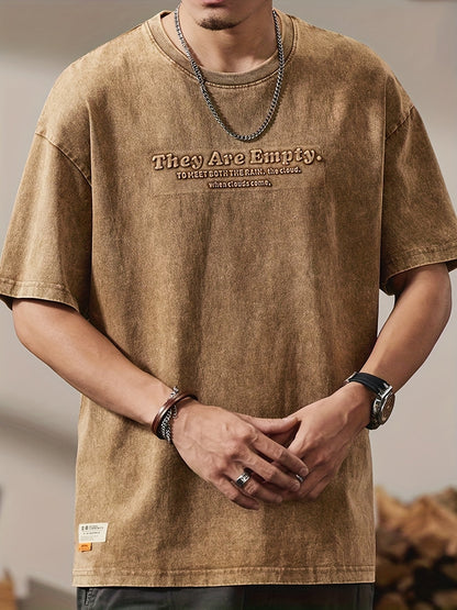 Herren Oversize Streetwear T-Shirt mit Prägung – Urban Style Kurzarm Freizeitshirt