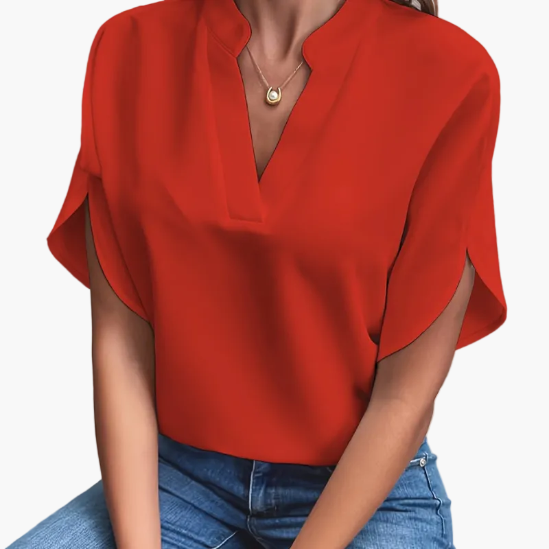 Damen Bluse mit V-Ausschnitt – Elegante Sommerbluse für Freizeit & Büro