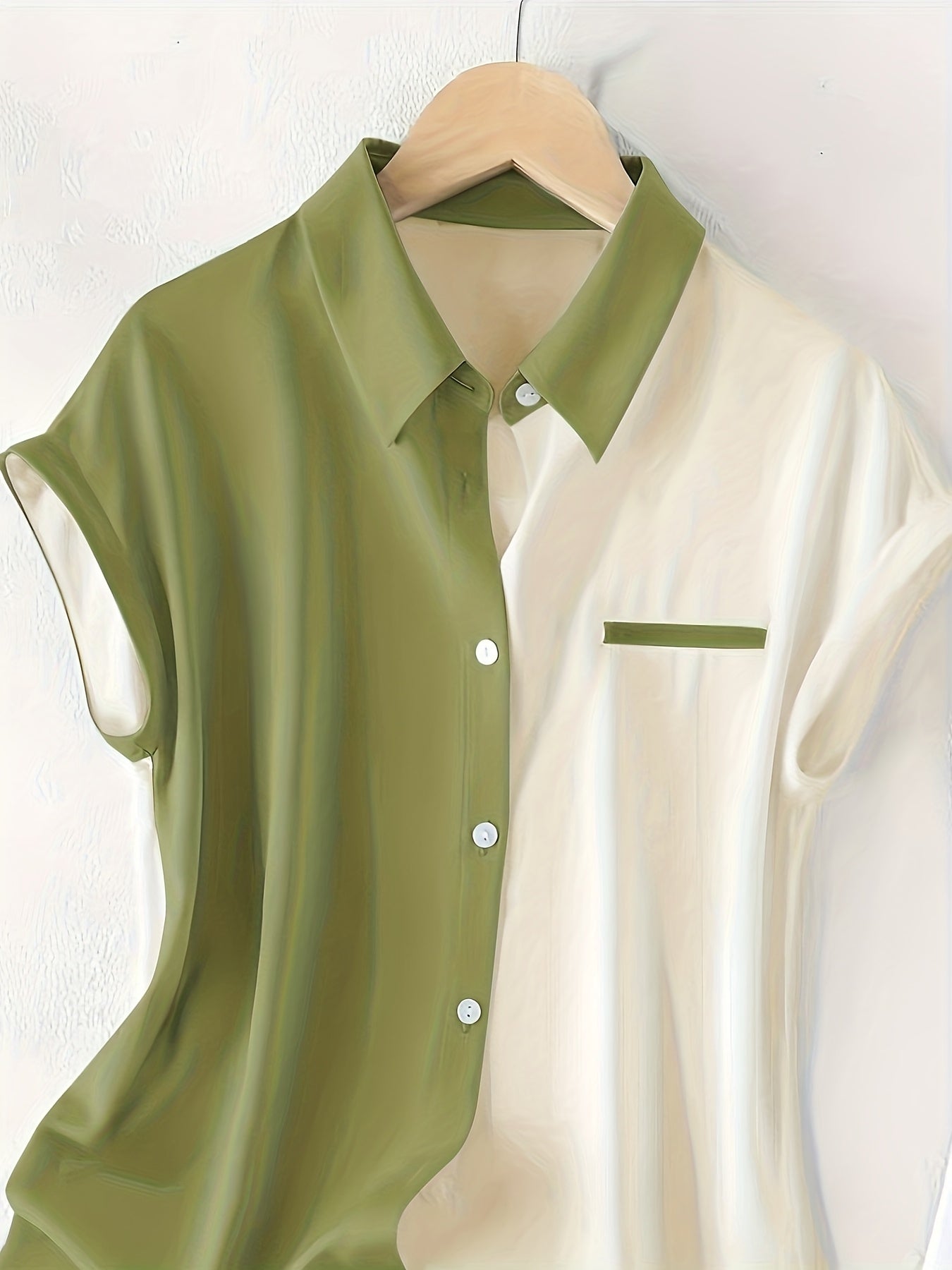 Damen Bluse im eleganten Colorblock Stil – Ärmellos, Sommer, Büro & Freizeit