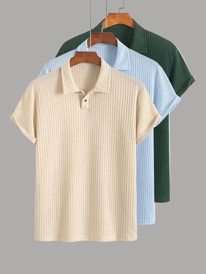 Herren Poloshirt 3er-Pack – Kurzarm, Strukturierter Look, Modern & Vielseitig für Alltag und Freizeit