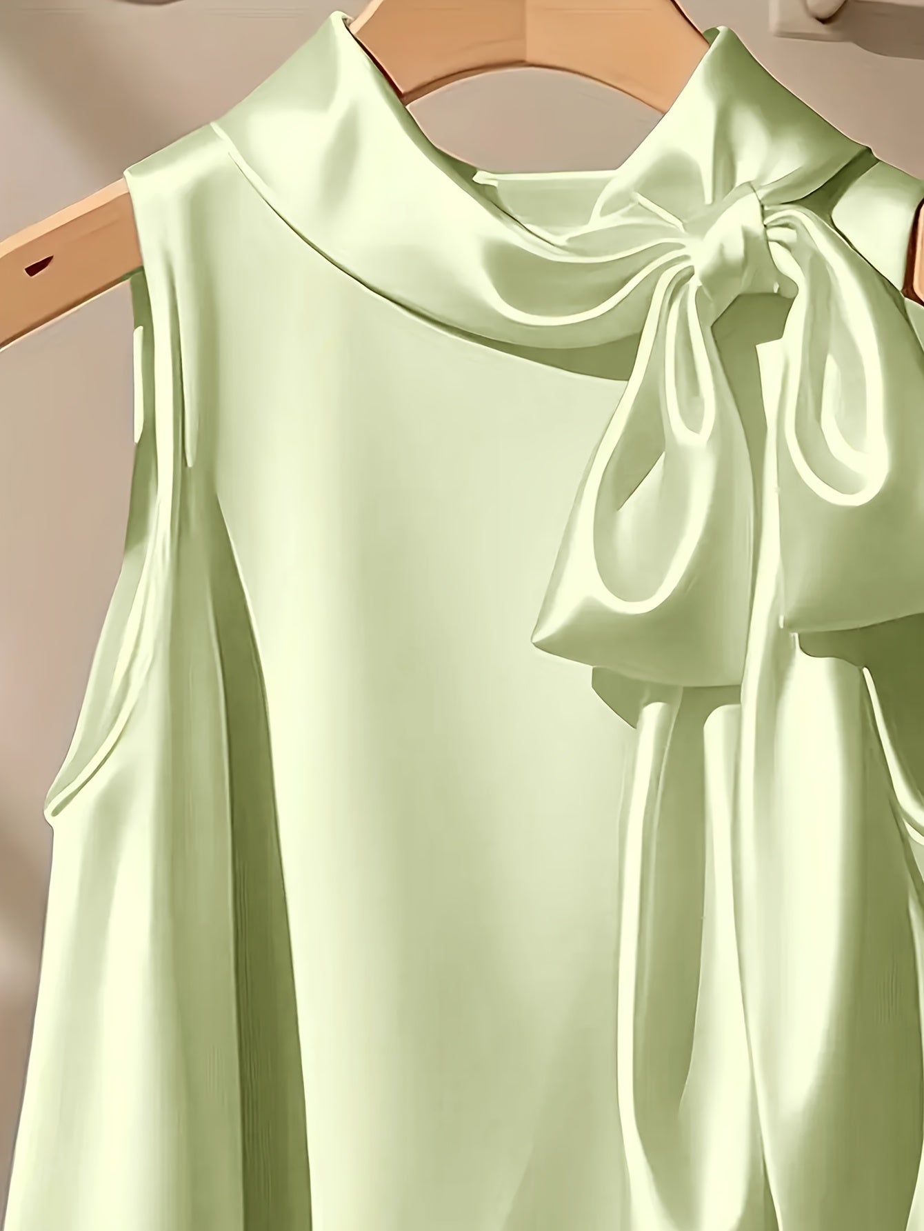 Damen Elegantes Ärmelloses Blusentop mit Schleife für besondere Anlässe