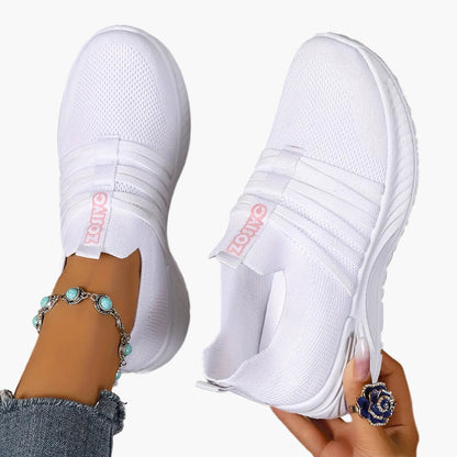 Damen Slip-On Sneakers Freizeit Bequeme Low-Top Schuhe mit Streifen-Design