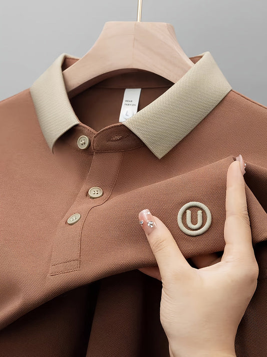 Herren Polohemd im Casual-Stil mit Kontrastkragen und dezentem Logo – Perfekt für Alltag und Freizeit