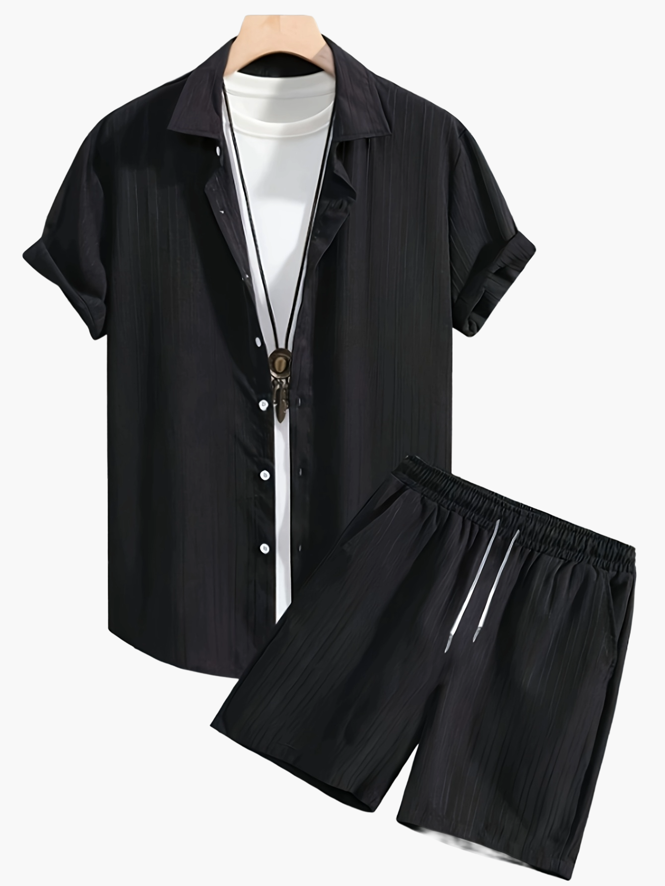 Herren Freizeit Set – Kurzarm Hemd und Shorts, Moderner Sommer Look, Sportlich und Lässig