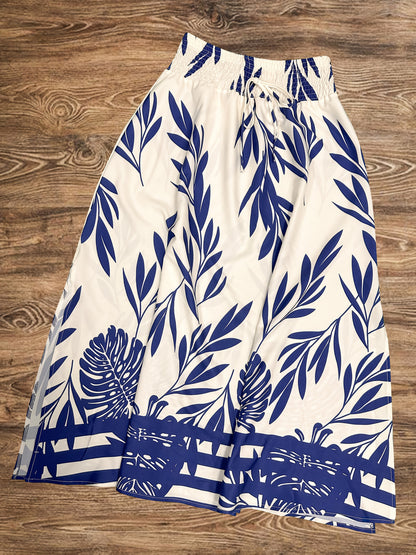 Damen Sommer-Outfit Set – Ärmelloses Top und Maxirock im tropischen Stil, ideal für Urlaub und Freizeit