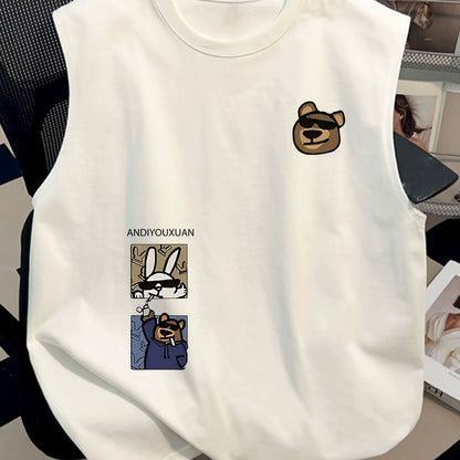 Herren Streetwear Tanktop mit Cartoon-Grafik und lässigem Schnitt