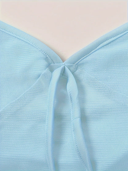 Damen Crop Top mit Spaghettiträgern und Frontbindung – Trendiges Party- und Ausgeh-Oberteil
