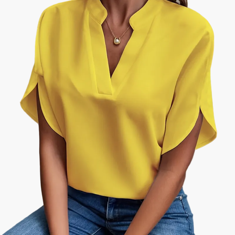 Damen Bluse mit V-Ausschnitt – Elegante Sommerbluse für Freizeit & Büro