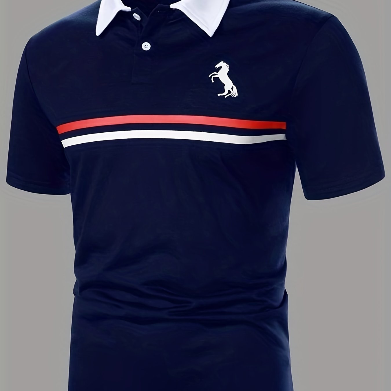 Herren Polo Shirt mit Kontrastkragen und Sportlichem Streifen-Design – Eleganter Freizeitstil