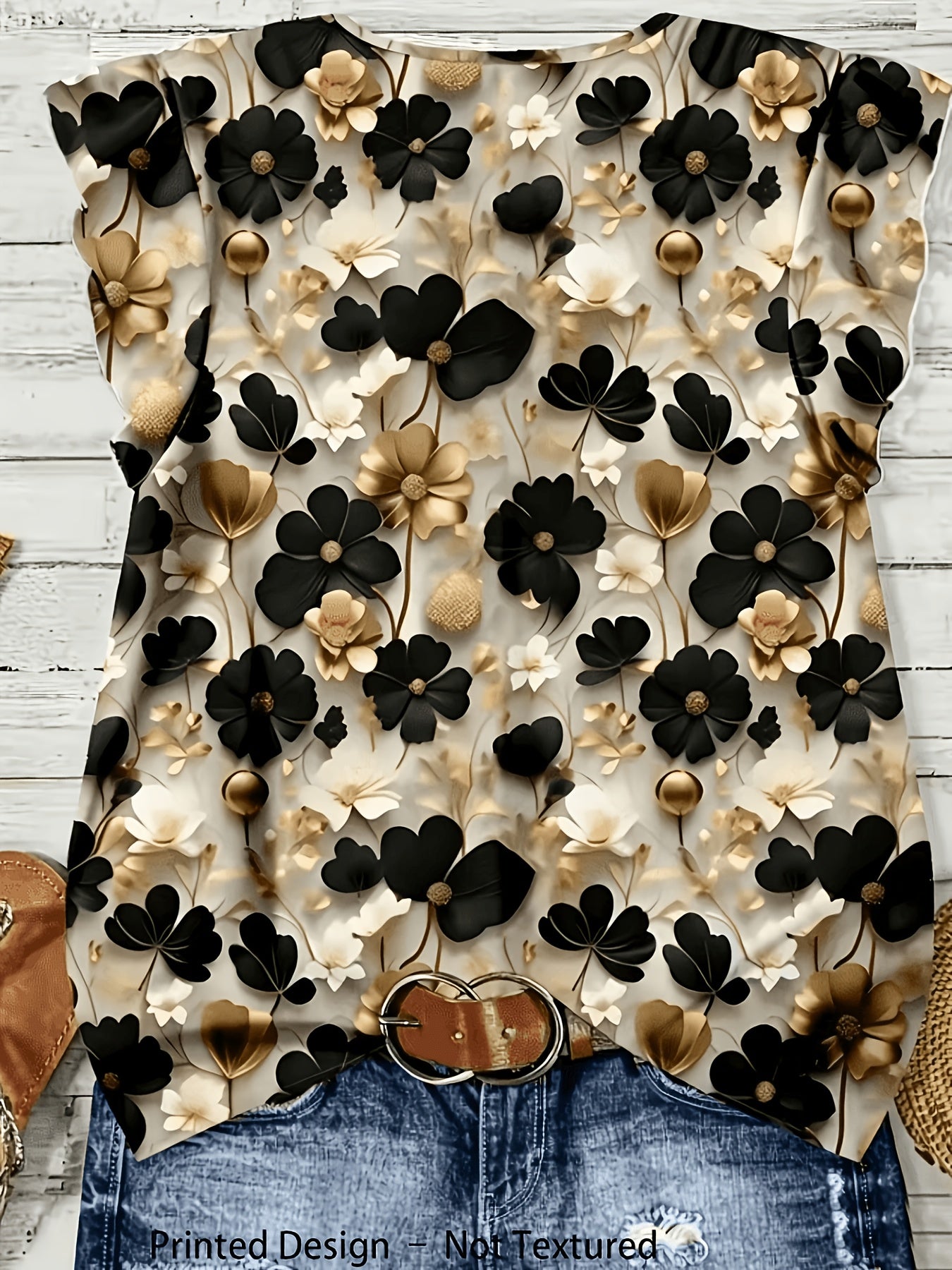 Damen-Bluse mit Blumenmuster und V-Ausschnitt – Eleganter Freizeit- und Alltagsstil