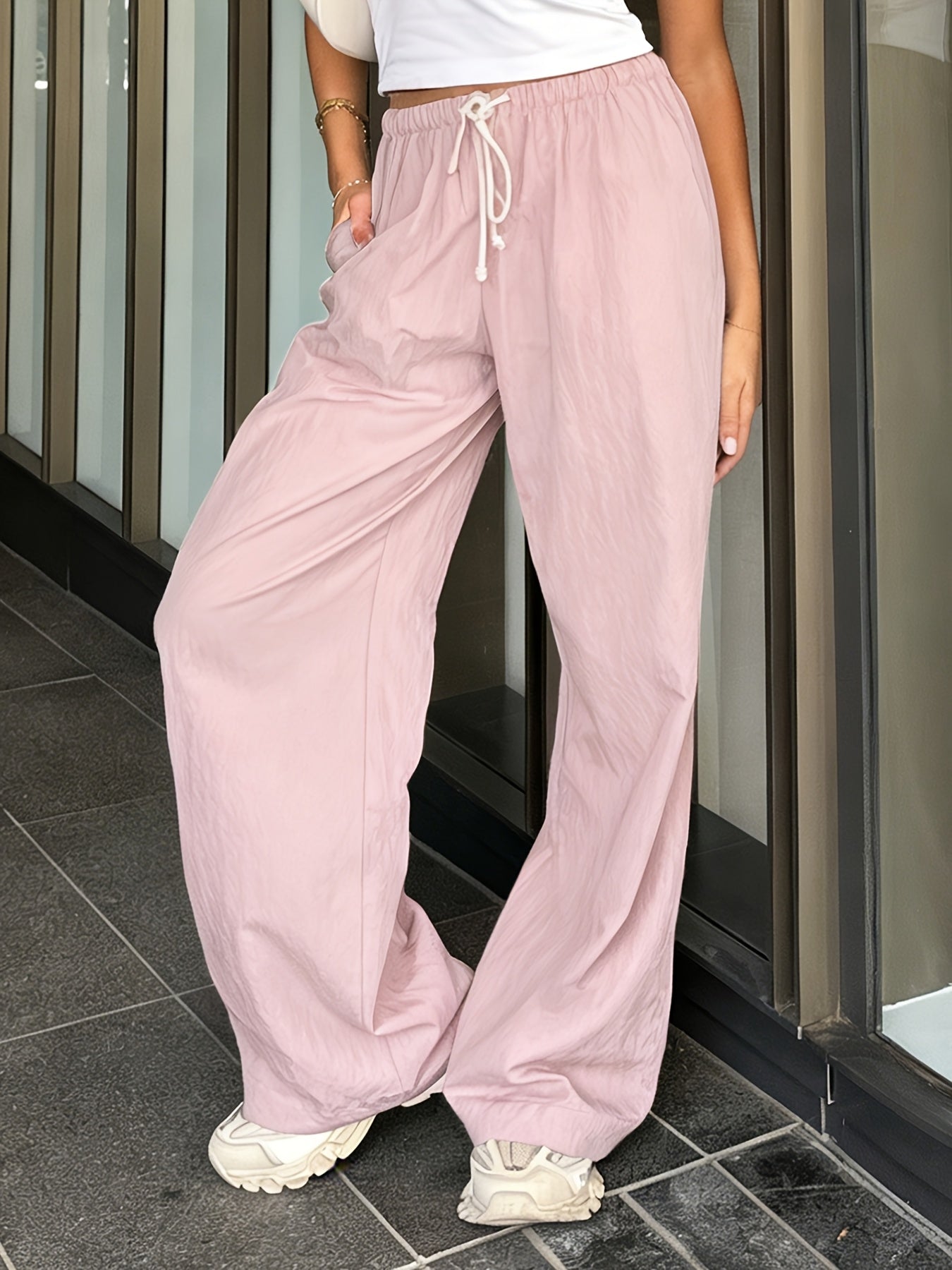 Damen Weite Freizeithose mit Kordelzug – Stilvolle Gerade Passform für Alltag und Urlaub