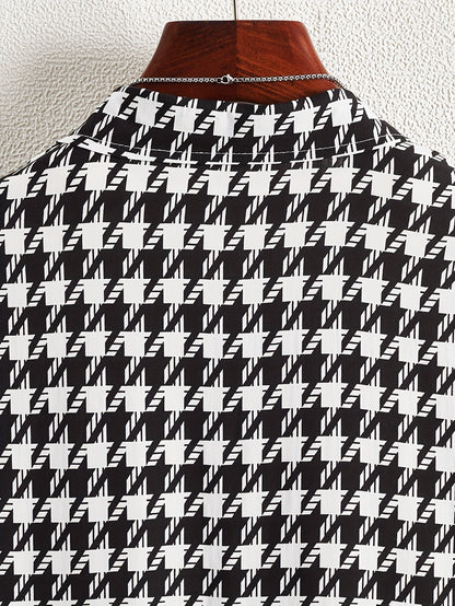 Herren Kurzarm Resort-Hemd mit geometrischem Muster – Modernes Freizeitshirt für stilbewusste Outfits
