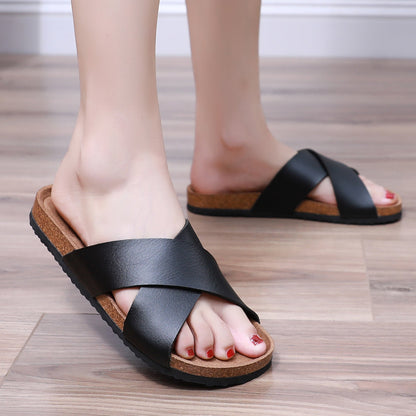Damen Komfort-Slides mit Kreuzband – Bequeme Sandalen für Alltag und Freizeit