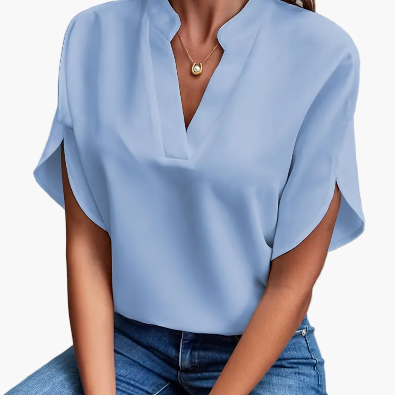 Damen Bluse mit V-Ausschnitt – Elegante Sommerbluse für Freizeit & Büro