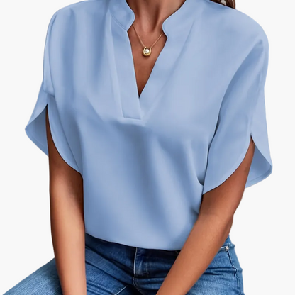 Damen Bluse mit V-Ausschnitt – Elegante Sommerbluse für Freizeit & Büro