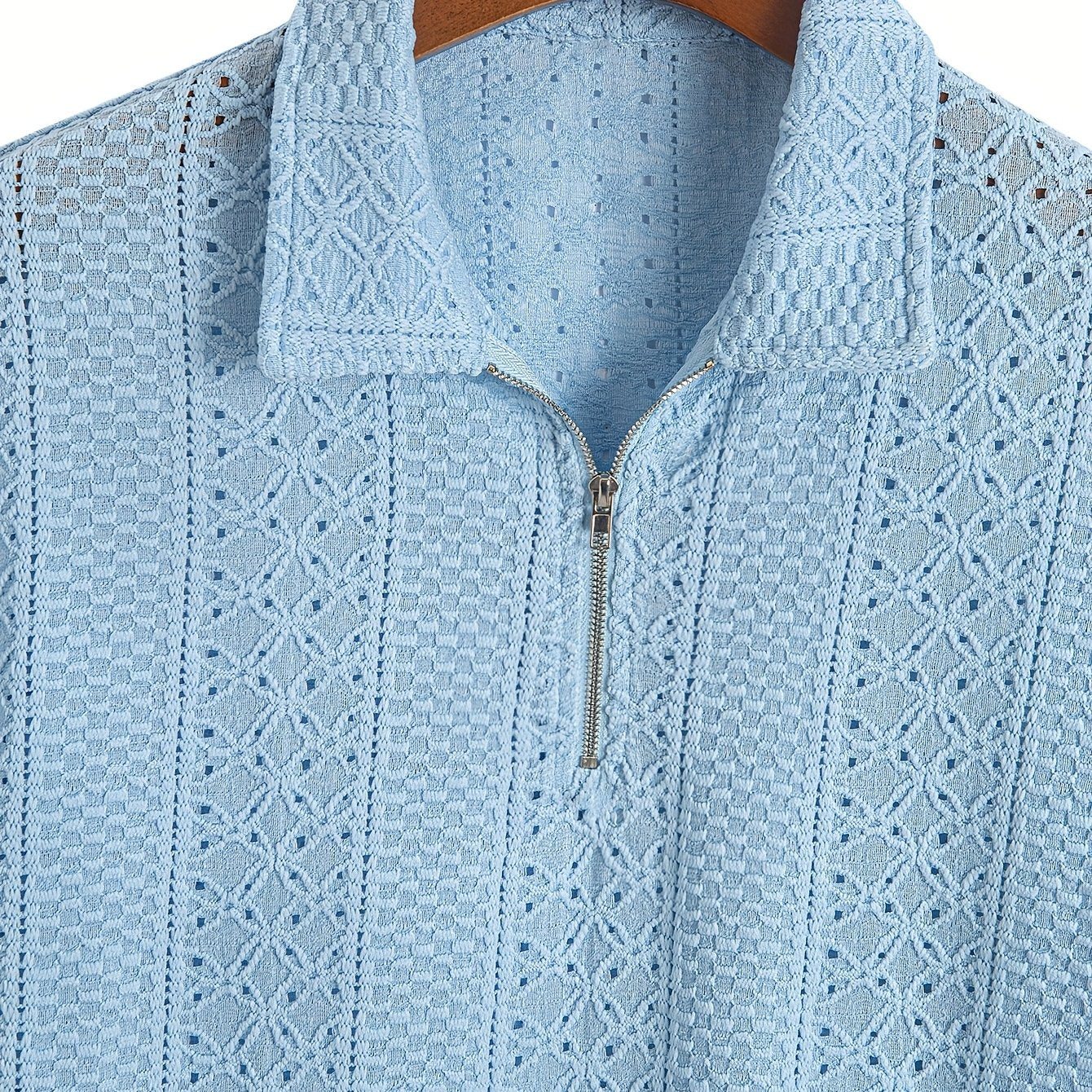 Herren Strickpolo mit Reißverschluss und modernem Strukturmuster – Eleganter Freizeitstil
