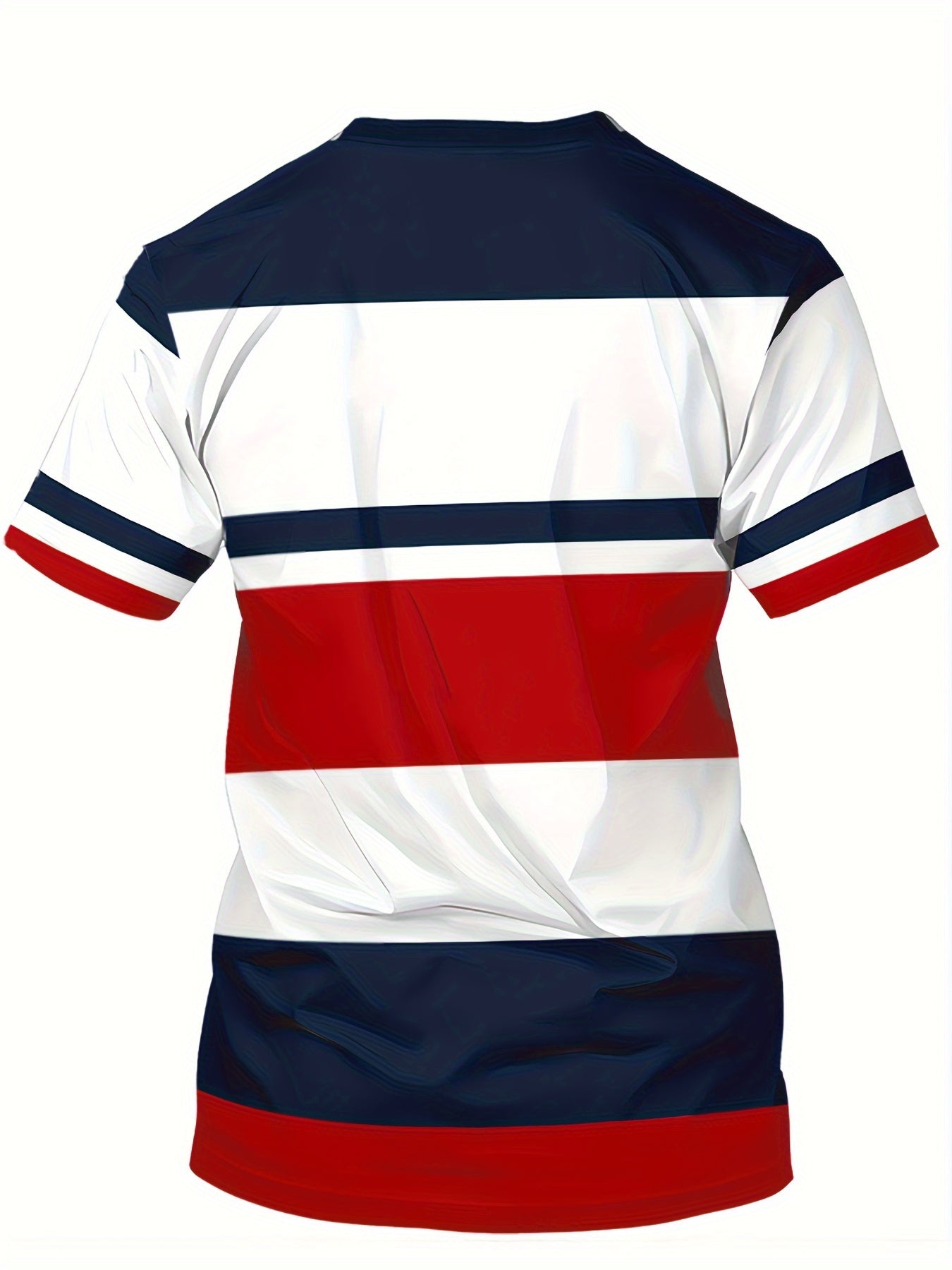 Herren T-Shirt im College-Style mit Blockstreifen und sportlichem Print – Perfekt für Freizeit und Alltag