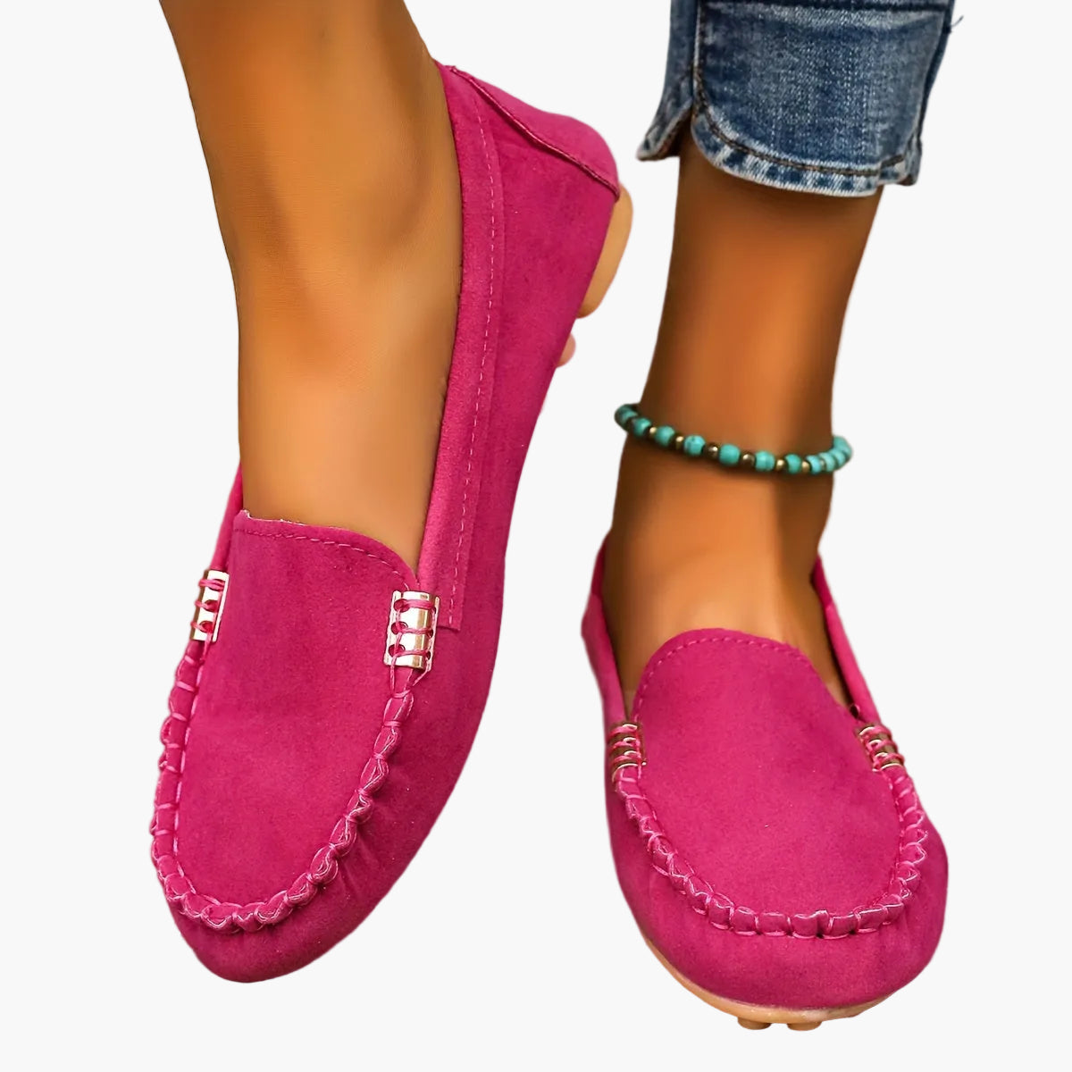 Damen Mokassins Bequeme Slip-On Freizeitschuhe Elegant für Alltag und Büro
