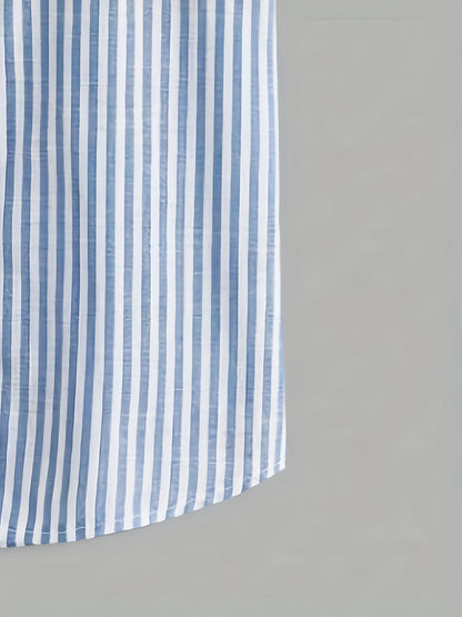 Herren Kurzarm Streifenhemd mit Stehkragen – Lässiges Sommerhemd für Alltag und Freizeit
