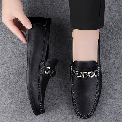 Herren Slip-On Loafer mit Ketten-Detail – Eleganter Business & Freizeit Schuh