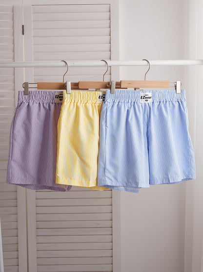 Damen Pyjama Shorts Set – Gestreifte lockere Homewear, bequem & stilvoll