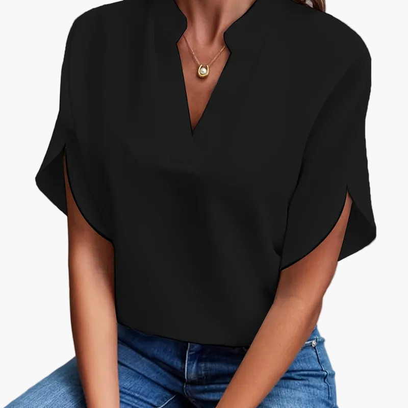 Damen Bluse mit V-Ausschnitt – Elegante Sommerbluse für Freizeit & Büro