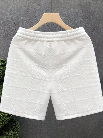 Herren Shorts mit modernem Strukturmuster – Freizeit & Sport, Komfort Fit, urbaner Look