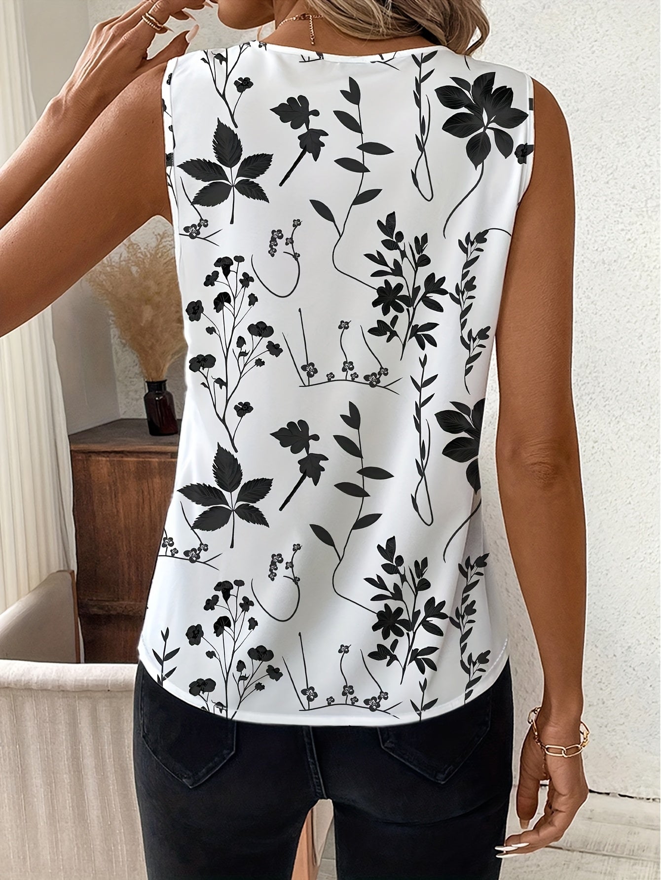 Damen V-Ausschnitt Bluse mit Blumenmuster – Elegantes Oberteil für Büro & Freizeit