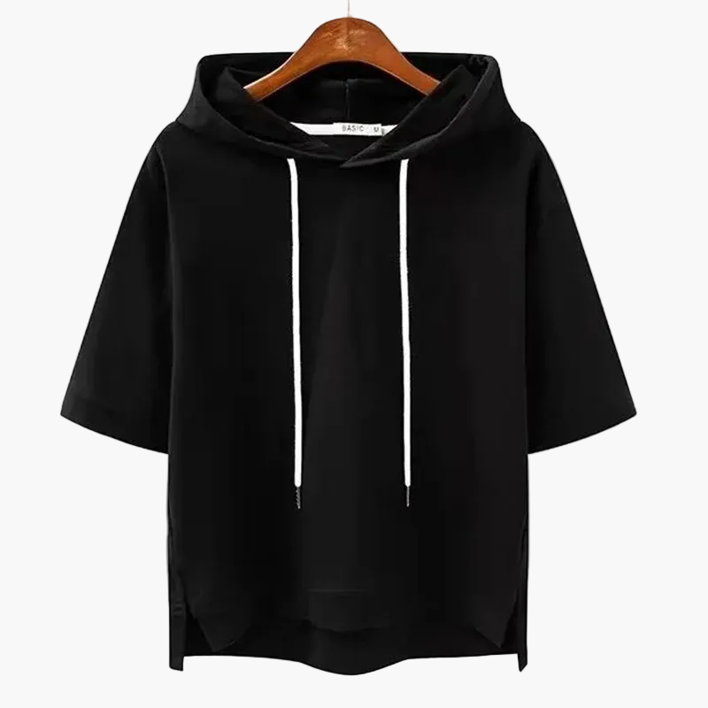 Damen Kurzarm Hoodie Lässig Streetwear Kapuzenpullover – Bequemer Freizeit Look