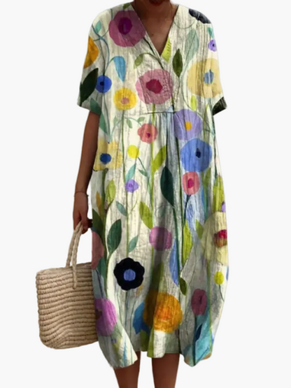 Damen Sommerkleid Boho Stil – Luftiges Freizeitkleid mit Blumenmuster, ideal für Urlaub & Alltag