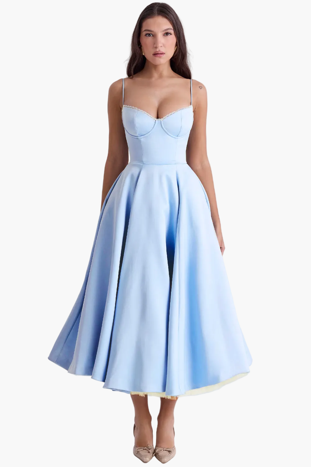Damen Festliches Cocktailkleid Abendkleid mit Bustier und weitem Rock – Eleganter Vintage-Look für besondere Anlässe