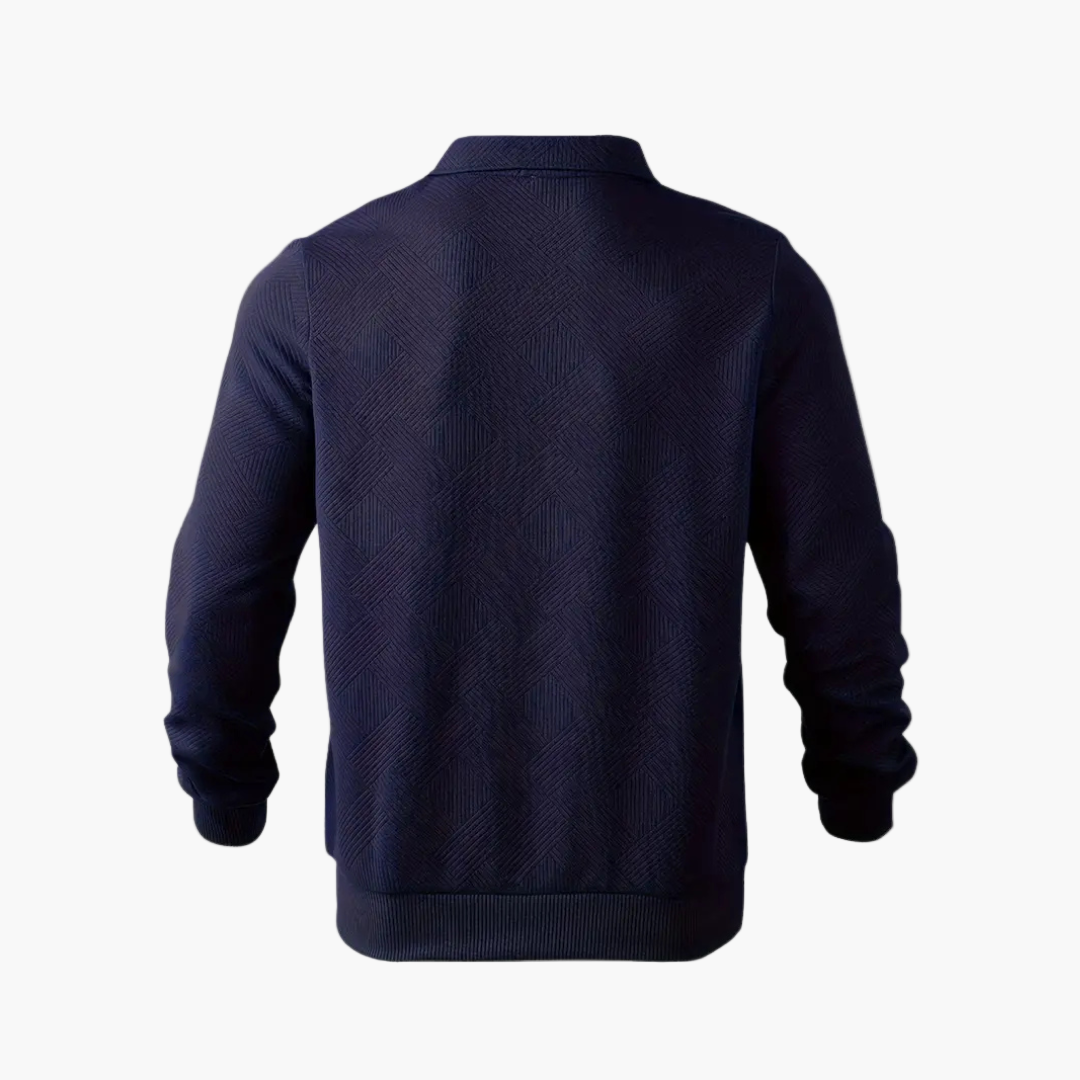 Herren Vintage Sweatshirt mit Reißverschluss-Kragen und geometrischem Muster – Lässig & Stilvoll für Alltag und Freizeit