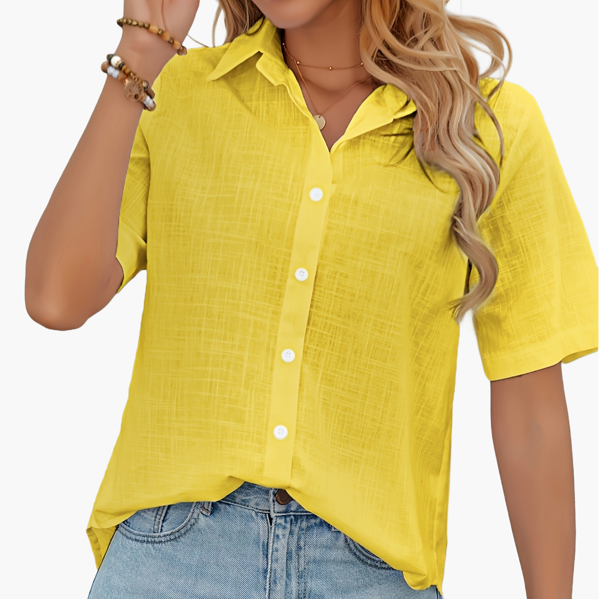 Damen Sommerbluse im Casual-Style mit Herzmuster – Perfekt für Alltag und Urlaub