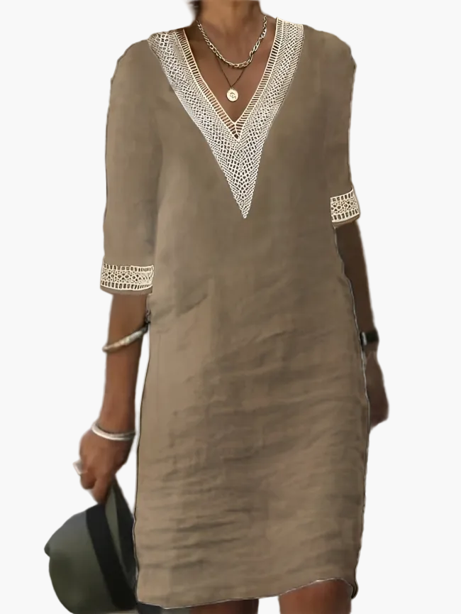 Damen Sommerkleid im Boho-Stil mit Häkelspitze – Luftiges Freizeitkleid für Alltag & Urlaub