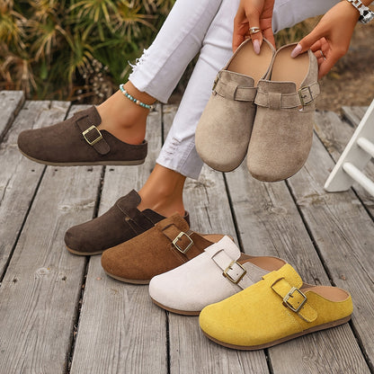 Damen Clogs Slipper mit Schnalle – Bequeme Casual Hausschuhe für Alltag und Freizeit
