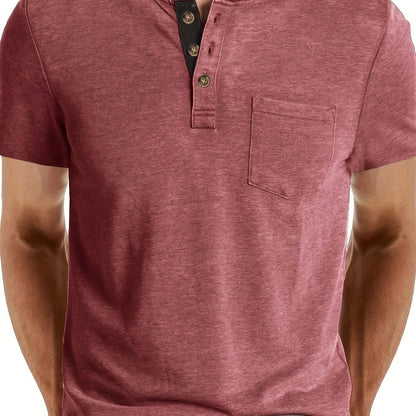 Herren Henley T-Shirt Kurzarm mit Knopfleiste – Casual Freizeitshirt