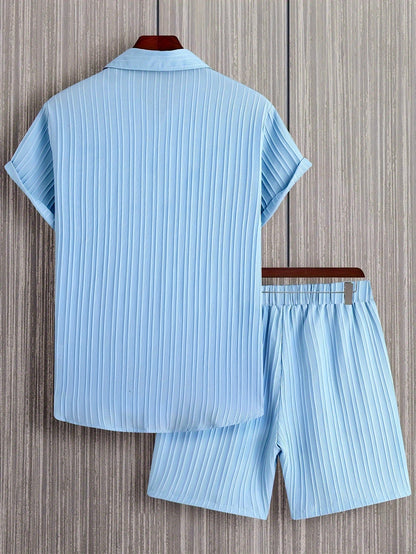 Herren Sommer Freizeit Set – Kurzarm Hemd und Shorts, Modernes Lounge Outfit für Alltag & Urlaub