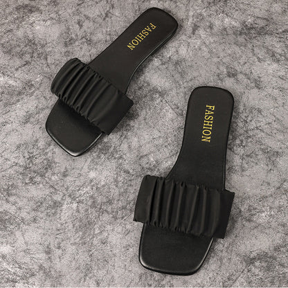 Damen Sommerschlappen mit modischem Riemen und quadratischer Spitze – Elegante Slides für Freizeit und Alltag