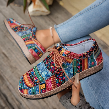 Damen Vintage Freizeitschuhe – Gemusterte Slip-Ons im Boho-Stil für Alltag und Reisen