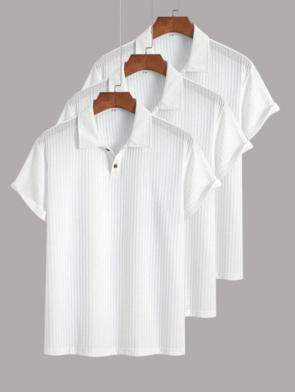Herren Poloshirt 3er-Pack – Kurzarm, Strukturierter Look, Modern & Vielseitig für Alltag und Freizeit
