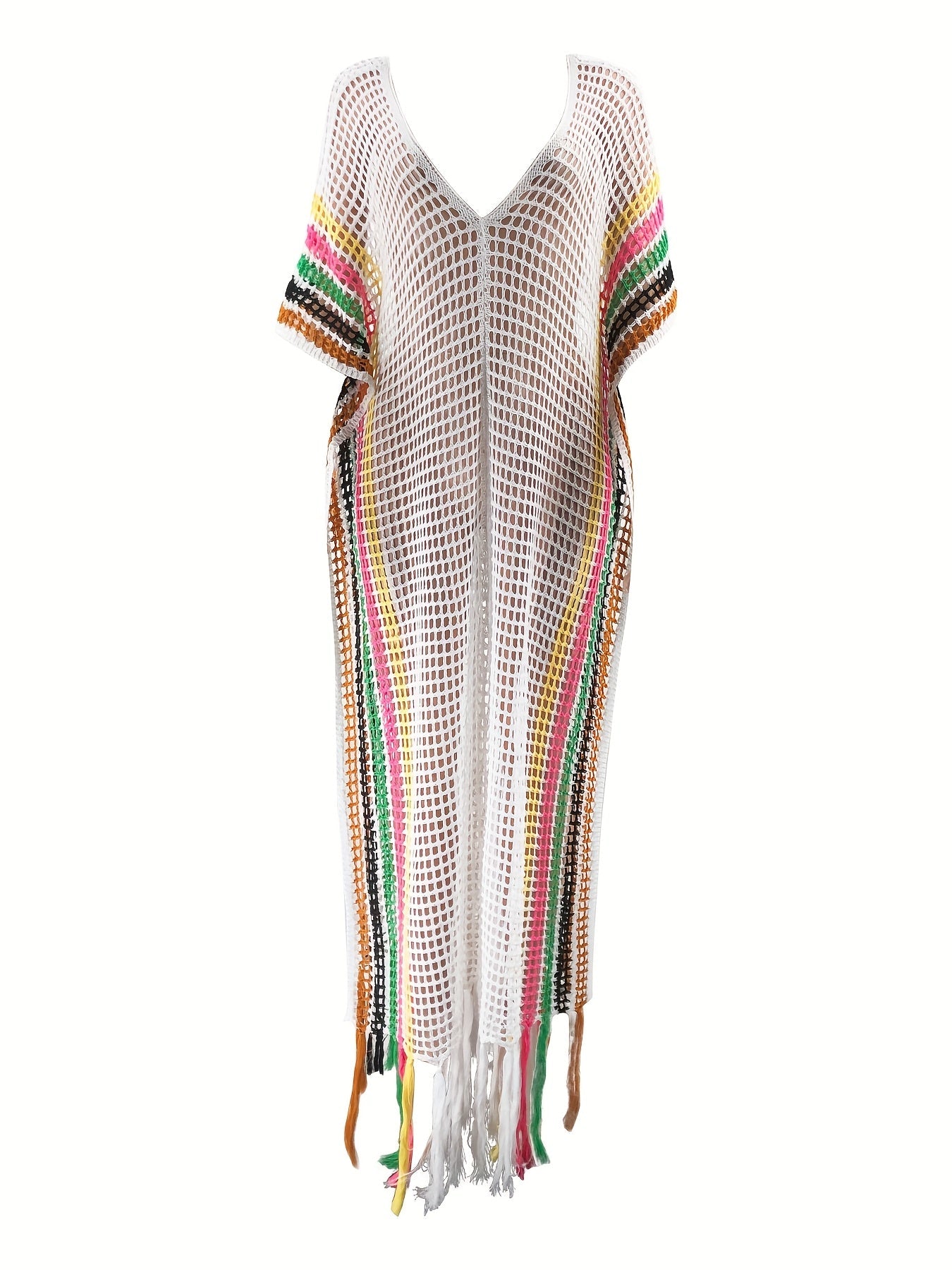 Damen Strand Kaftan Netzkleid Boho Stil Überwurf – Perfekt als Badebekleidung am Strand oder Pool