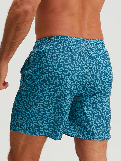 Herren Badeshorts mit modernem Muster – Sportliche Schwimmshorts für Strand und Pool