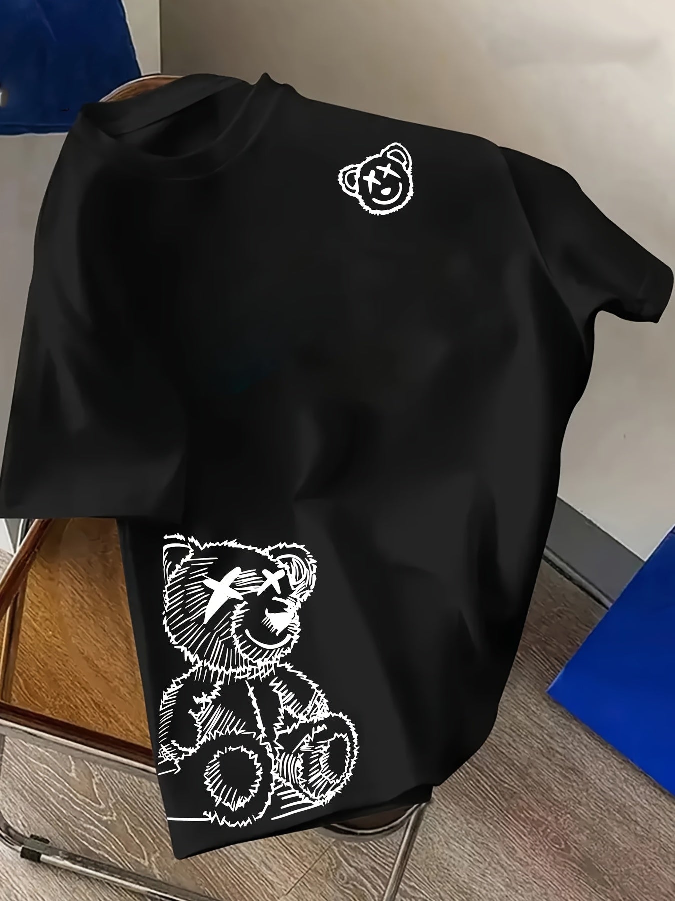 Herren Streetwear T-Shirt mit Kunst-Bär Grafik und modernem Sketch-Design