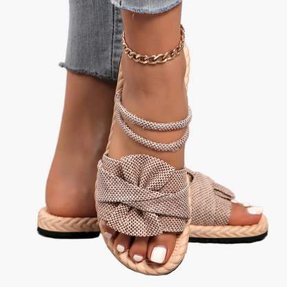 Damen Sommer Sandalen mit Schleife und Knöchelriemen – Modische Freizeitschuhe für Alltag und Urlaub