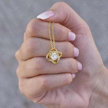 Damen Schmuck Halskette – Muttertagsgeschenk mit liebevoller Botschaft für Mama, Eleganter Anhänger im Knoten-Design