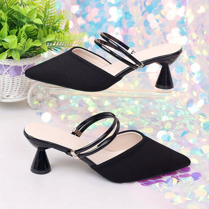 Damen Elegante Spitz-Toe Mules mit Doppelriemen – Stilvolle Schuhe für Büro und Abend