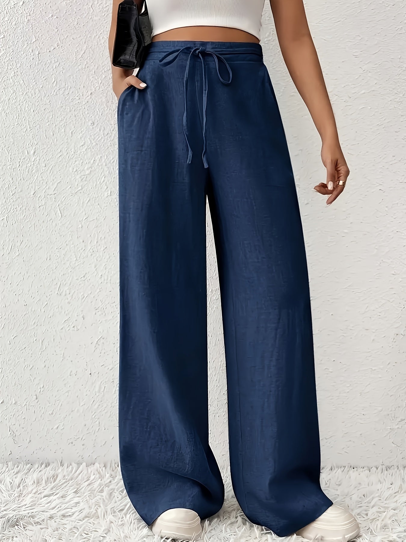 Damen Weite Freizeithose mit Kordelzug – Lässiger Stil für Alltag und Wochenende