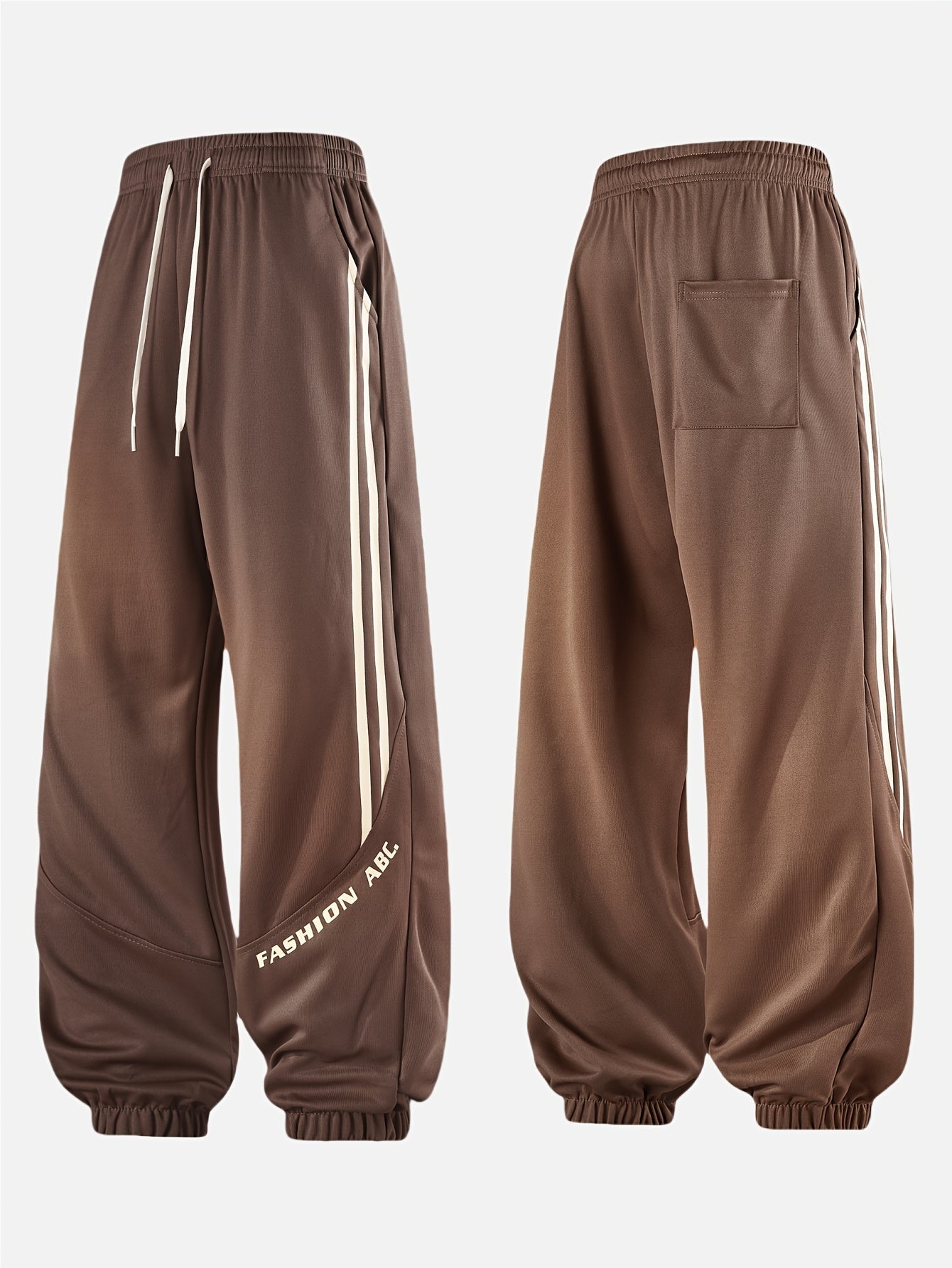 Herren Streetwear Jogginghose mit weitem Bein und Kontraststreifen – Urban Freizeitlook